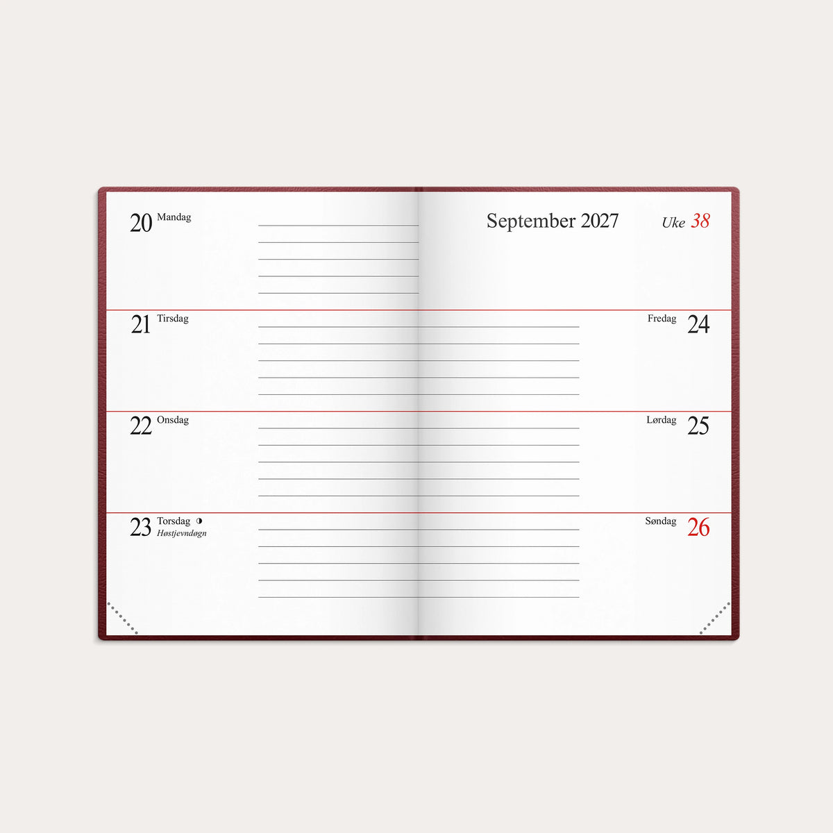 Kalender Mini 2027 burgunder