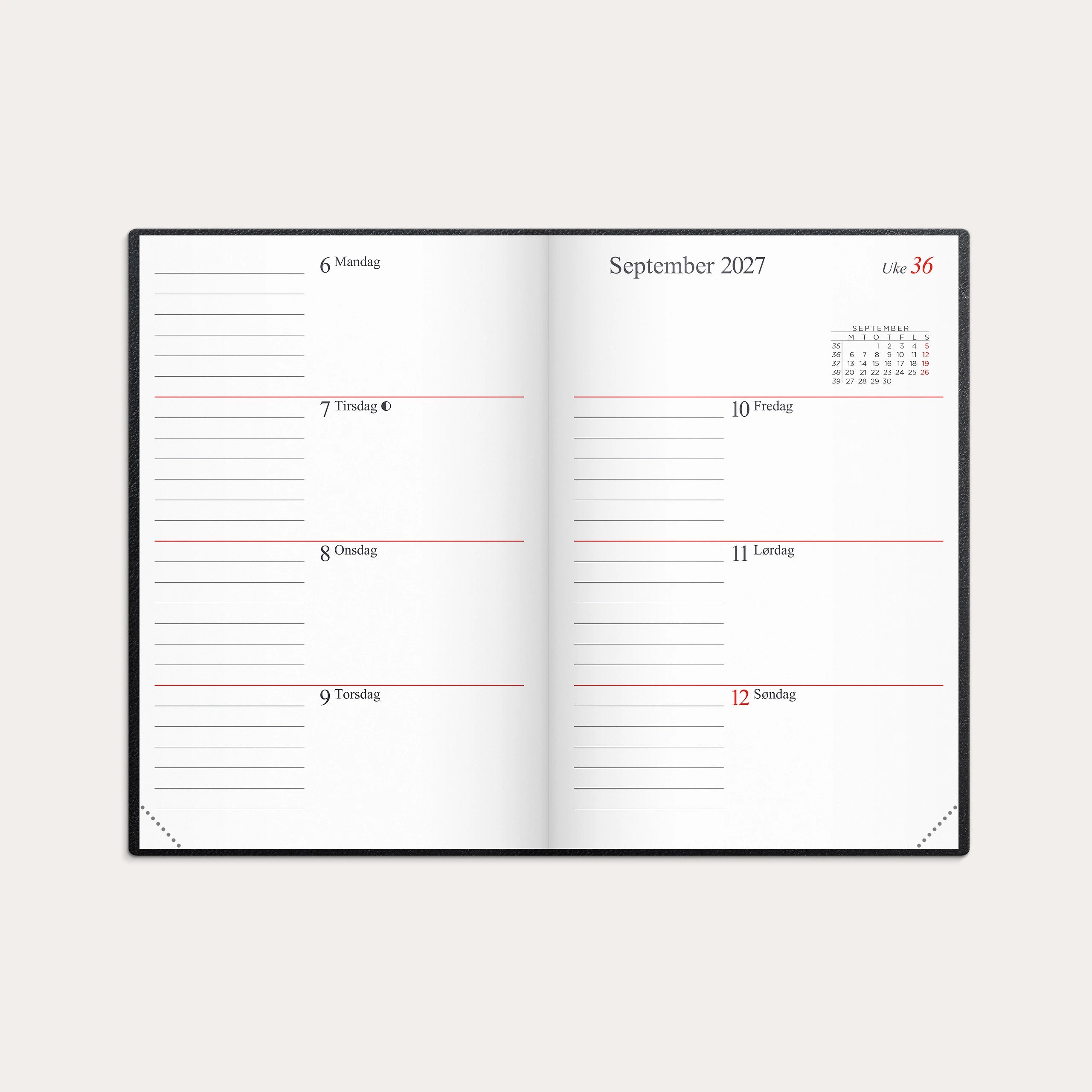 Kalender Gemini 2027 sort plast