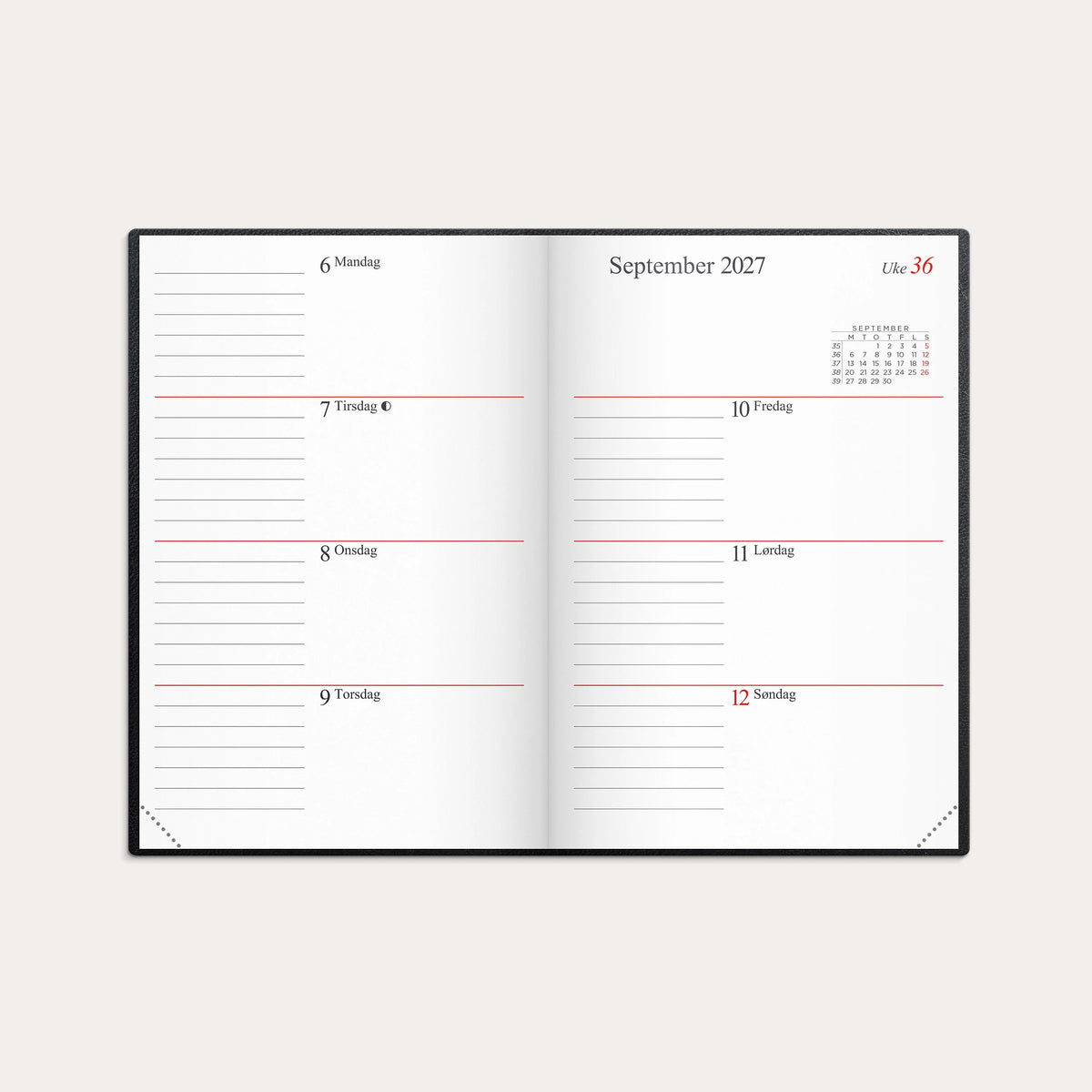 Kalender Gemini 2027 sort plast