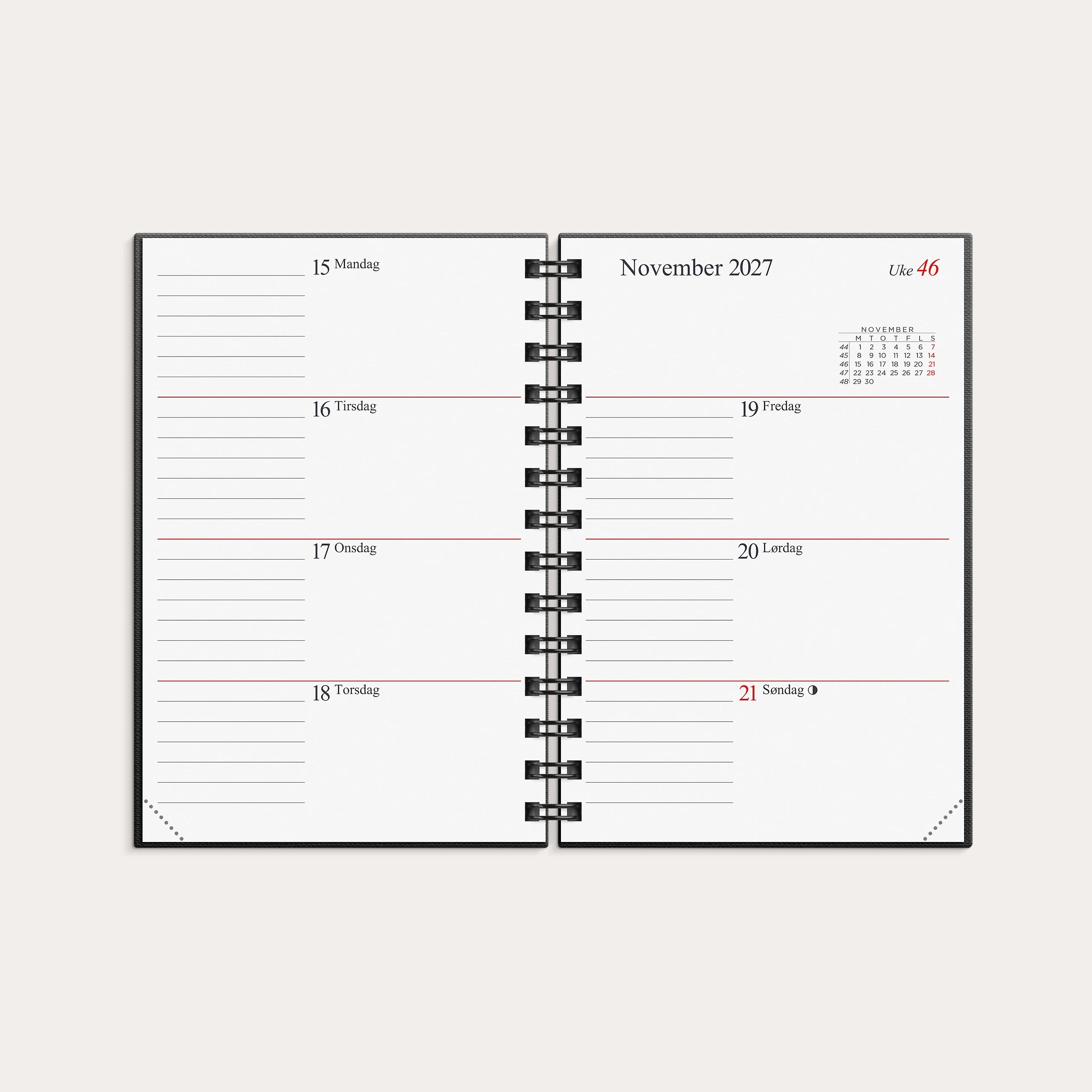 Kalender Gemini 2027 sort kartong