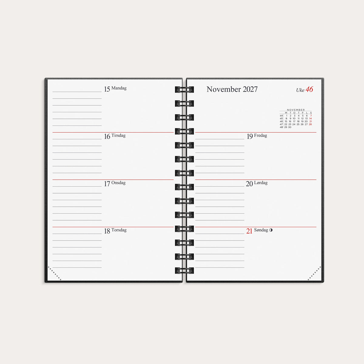 Kalender Gemini 2027 sort kartong