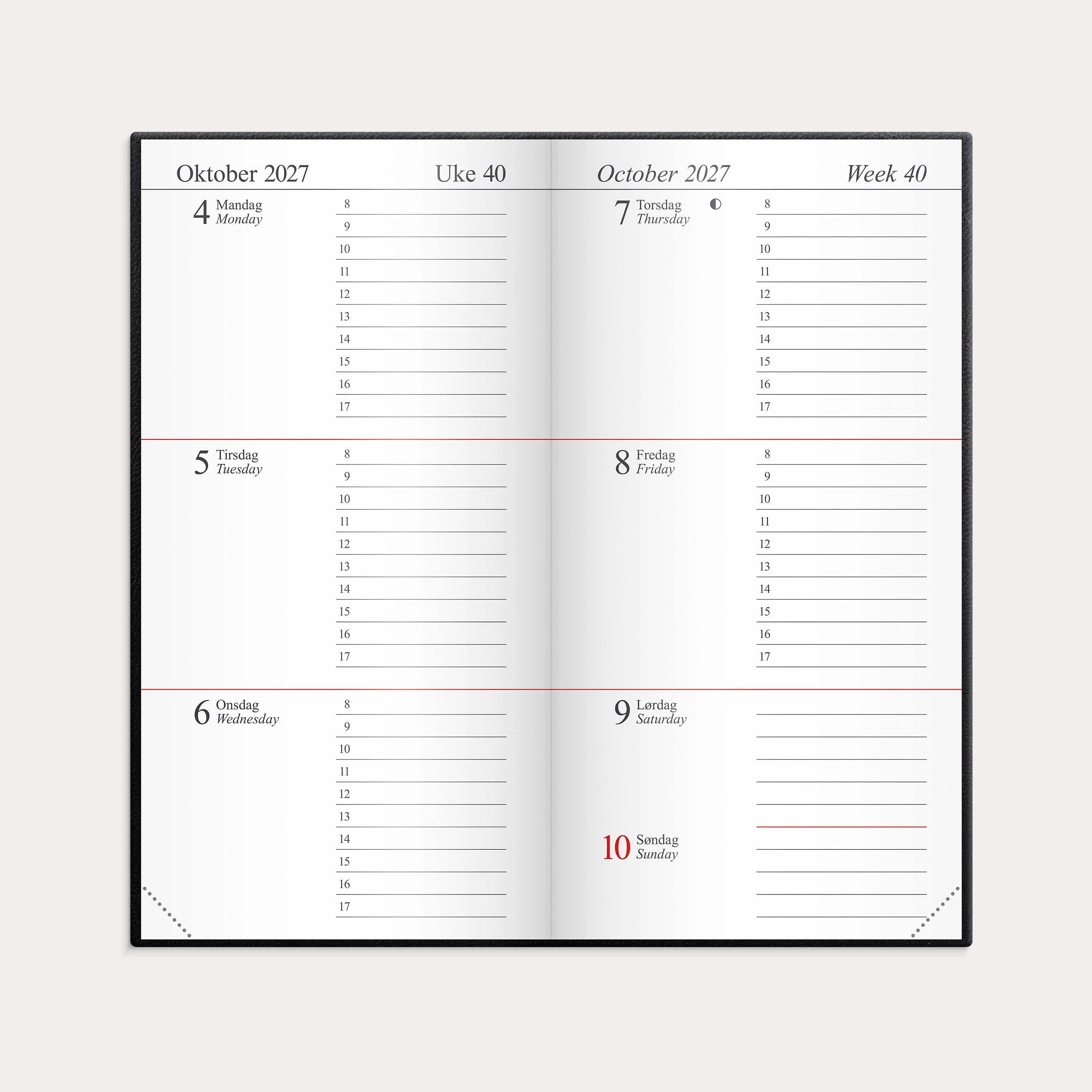 Kalender Memo 2027 sort imitert skinn