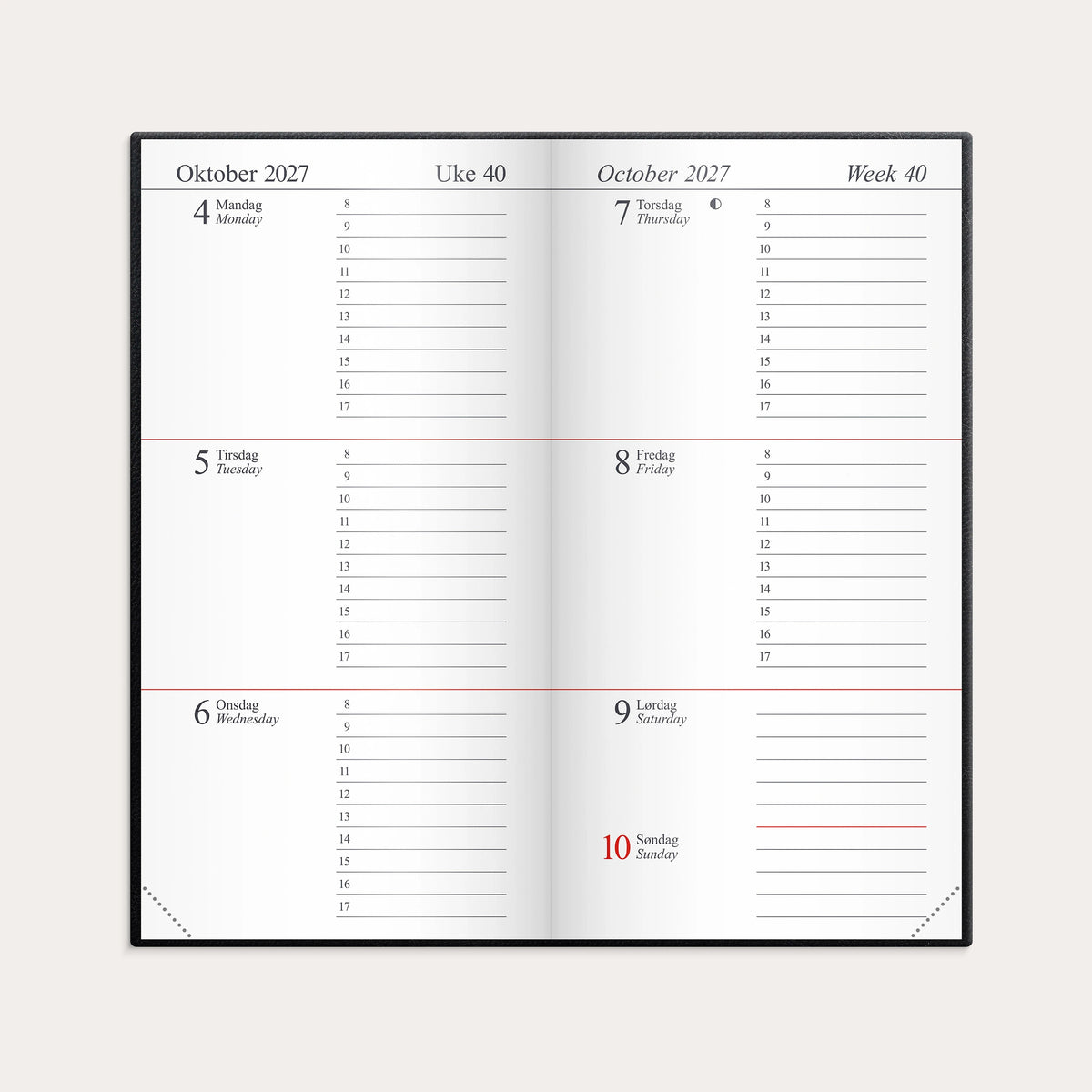 Kalender Memo 2027 sort imitert skinn