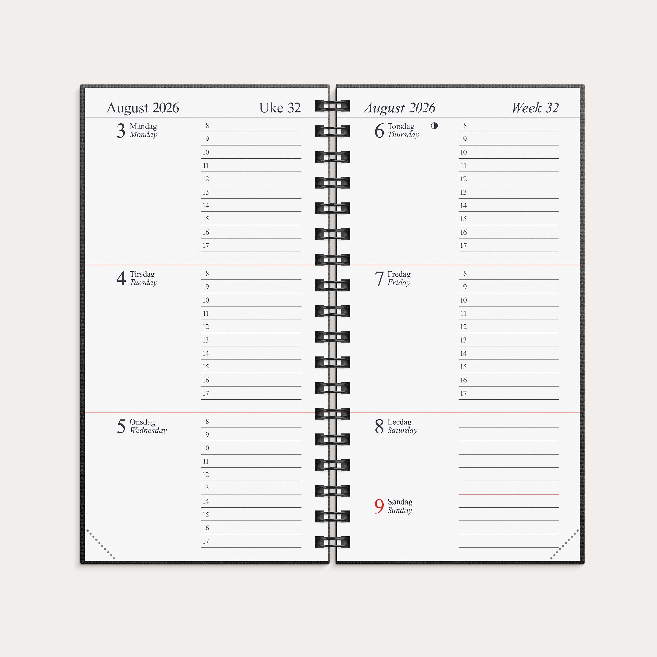 Kalender Memo 2026 sort kartong