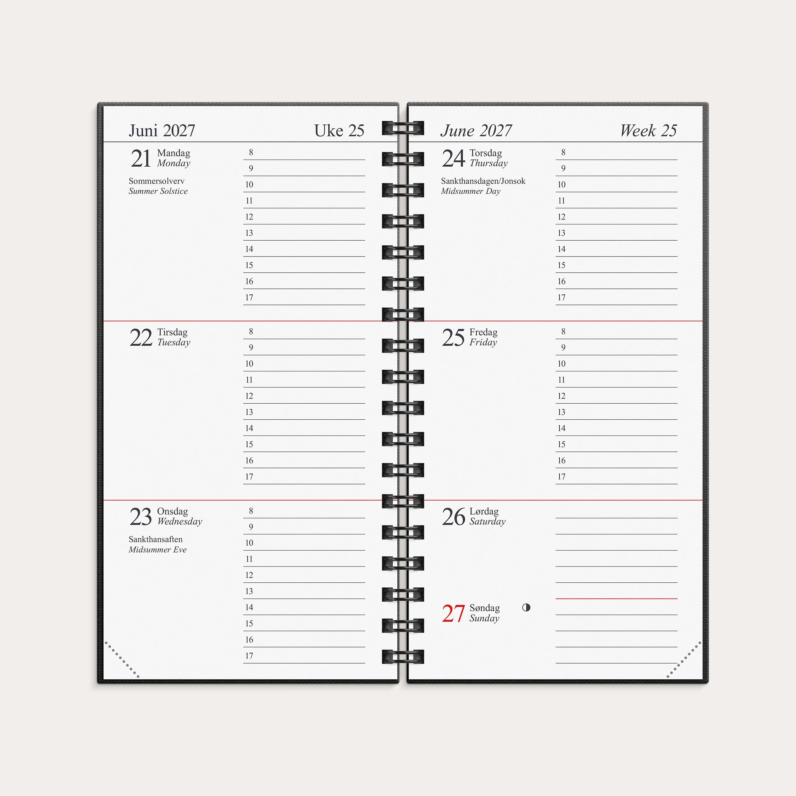 Kalender Memo 2027 sort kartong