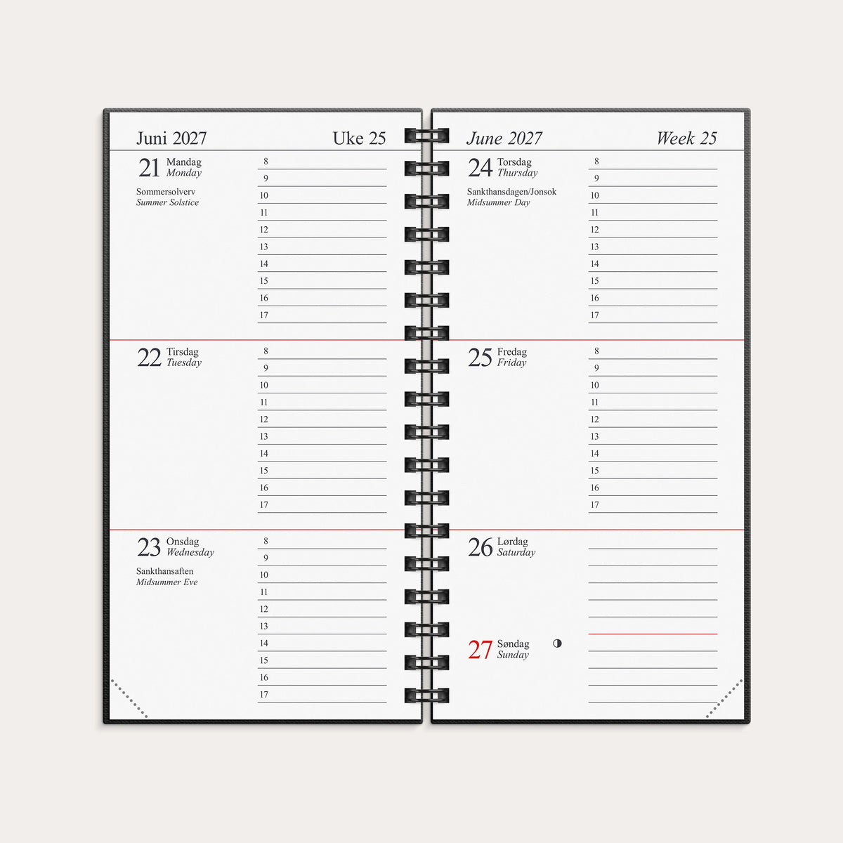 Kalender Memo 2027 sort kartong