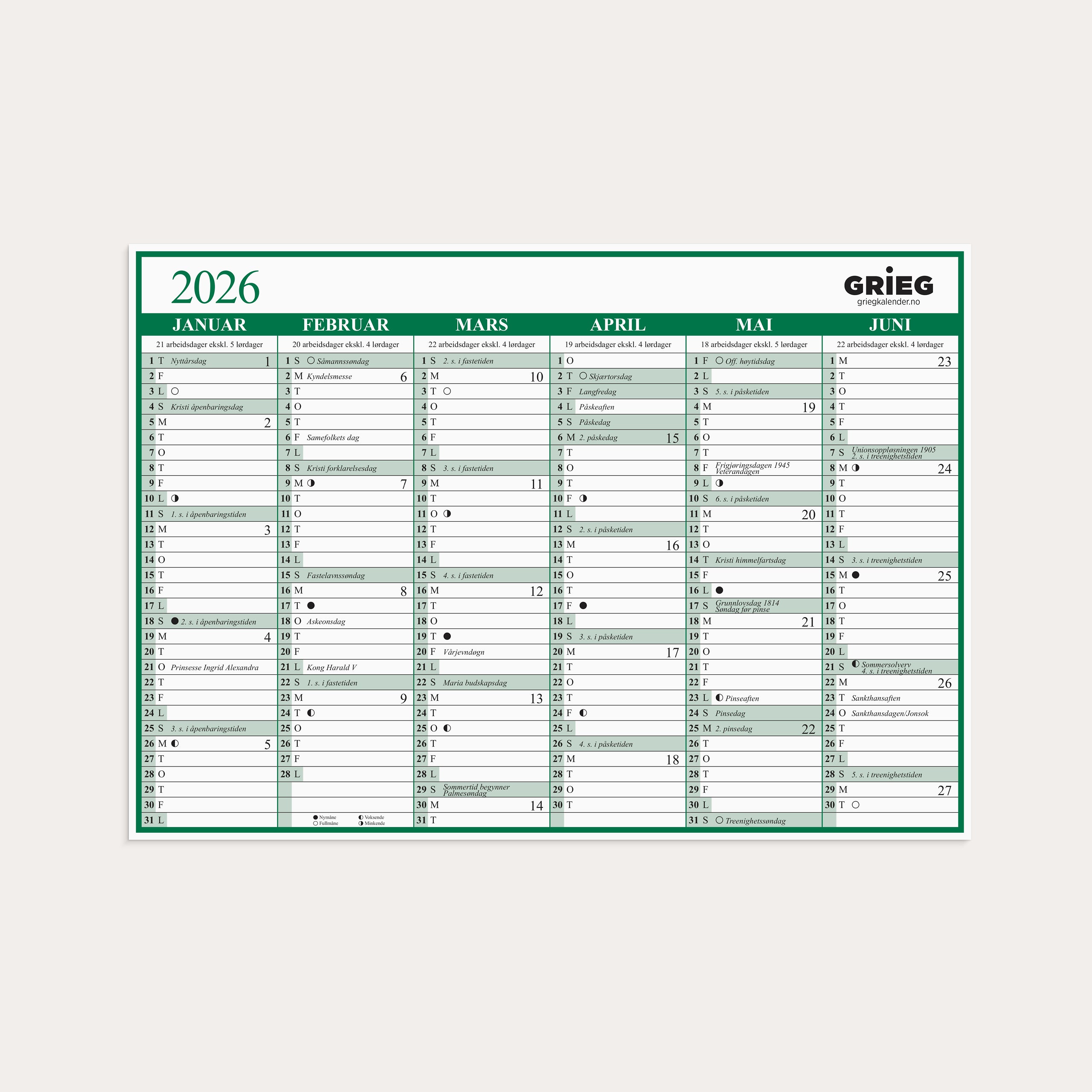 Platekalender 2026 A5