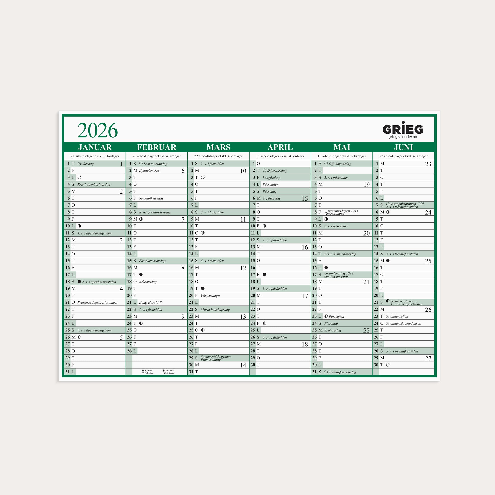 Platekalender 2026 A5