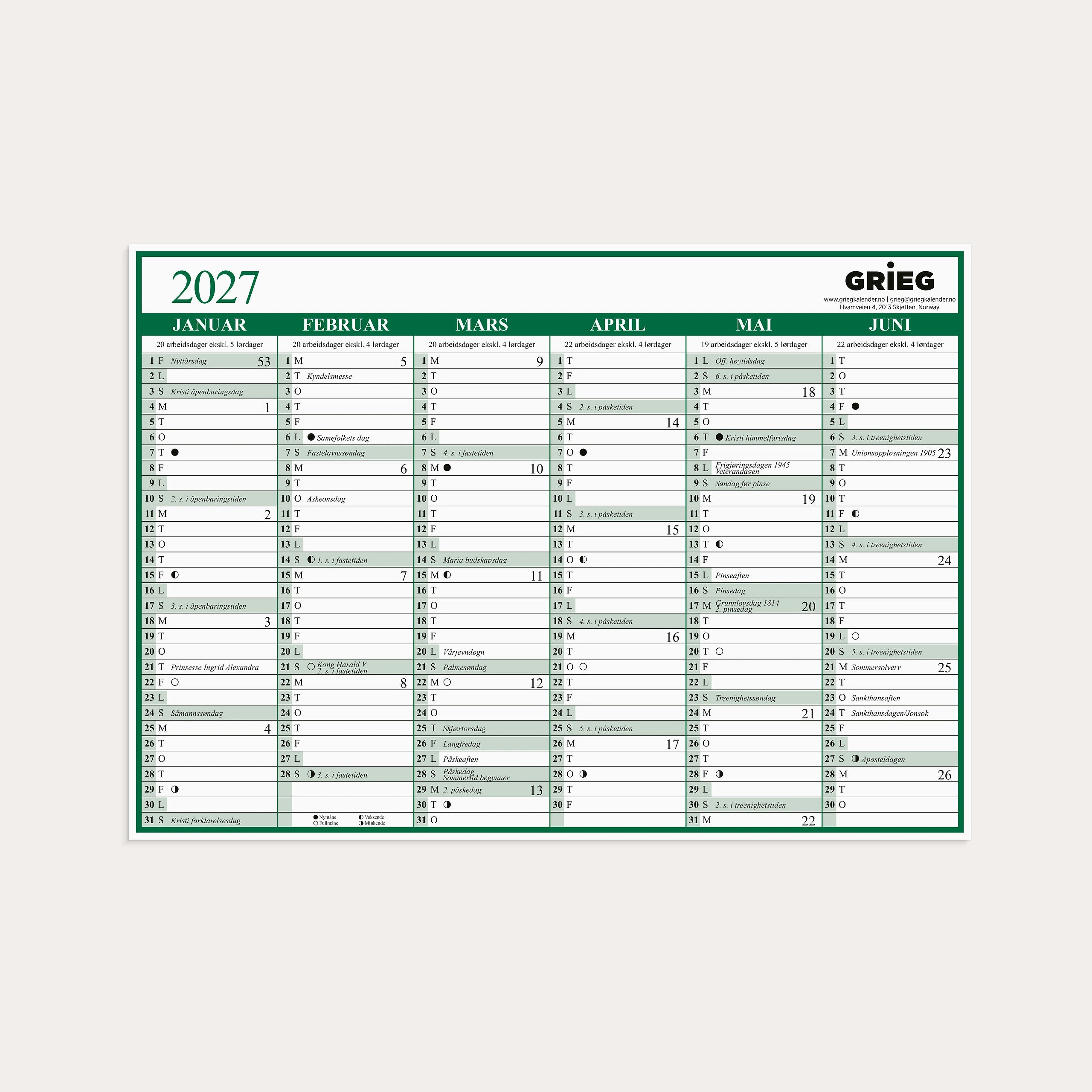 Platekalender 2027 A5