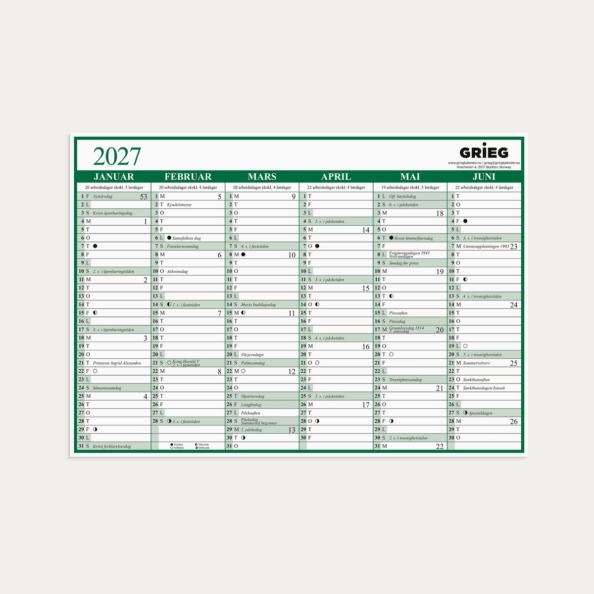 Platekalender 2027 A5