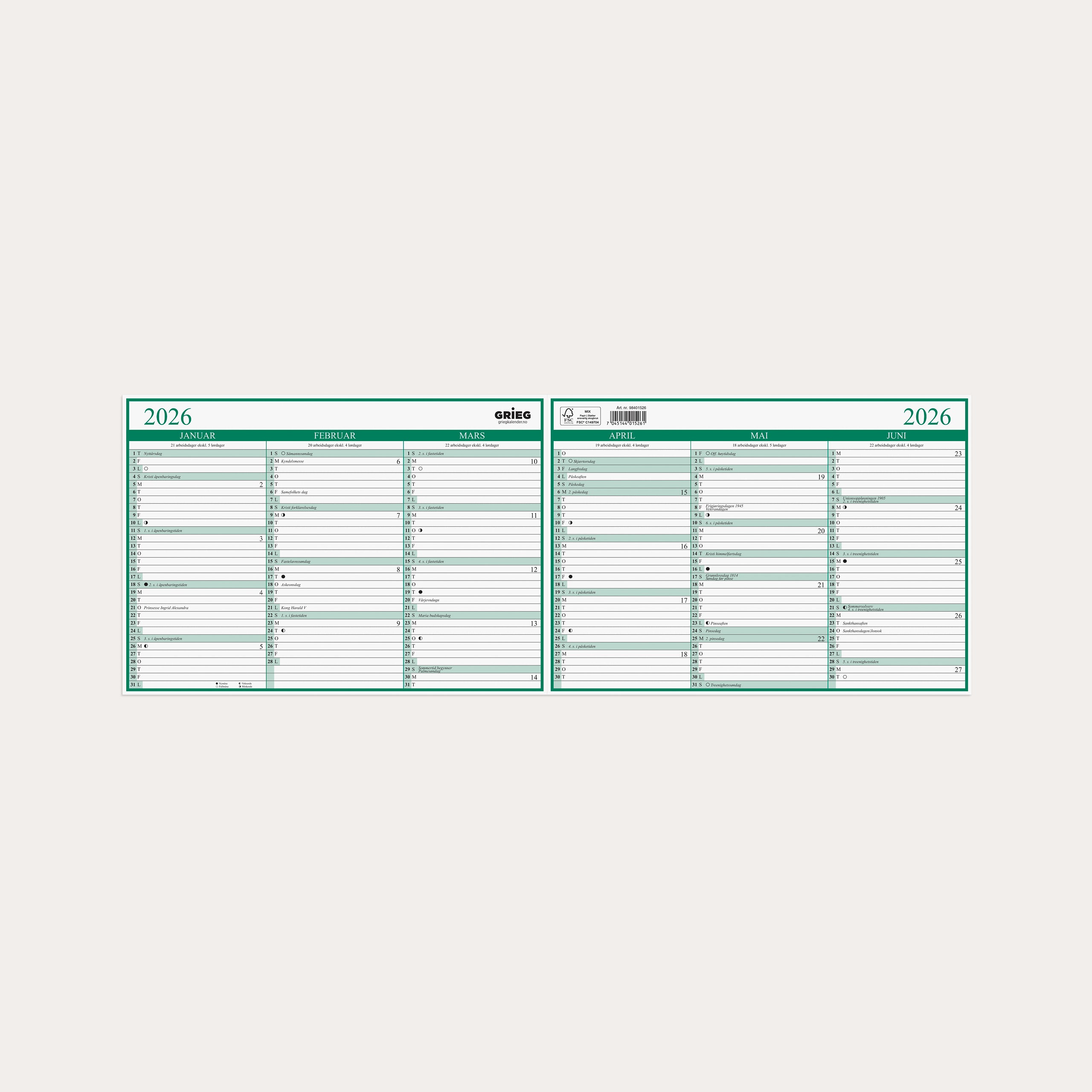 Platekalender 2026 A4 Dobbel