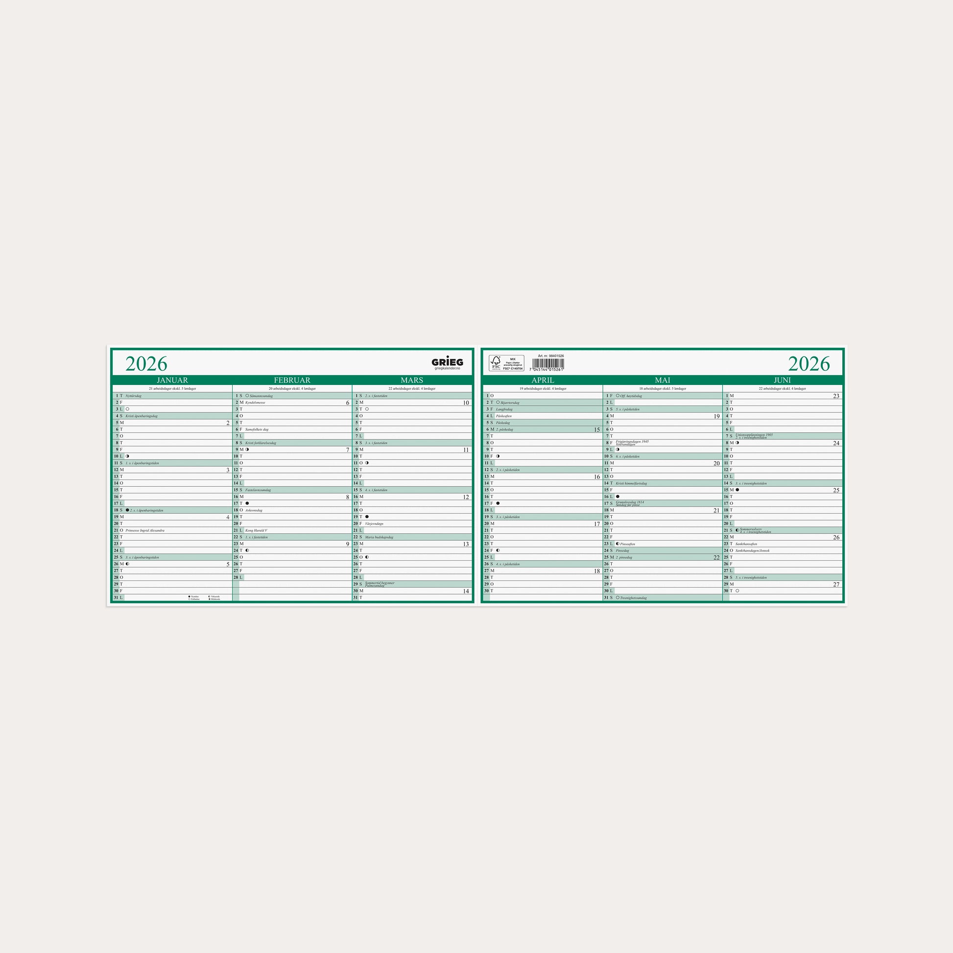 Platekalender 2026 A4 Dobbel
