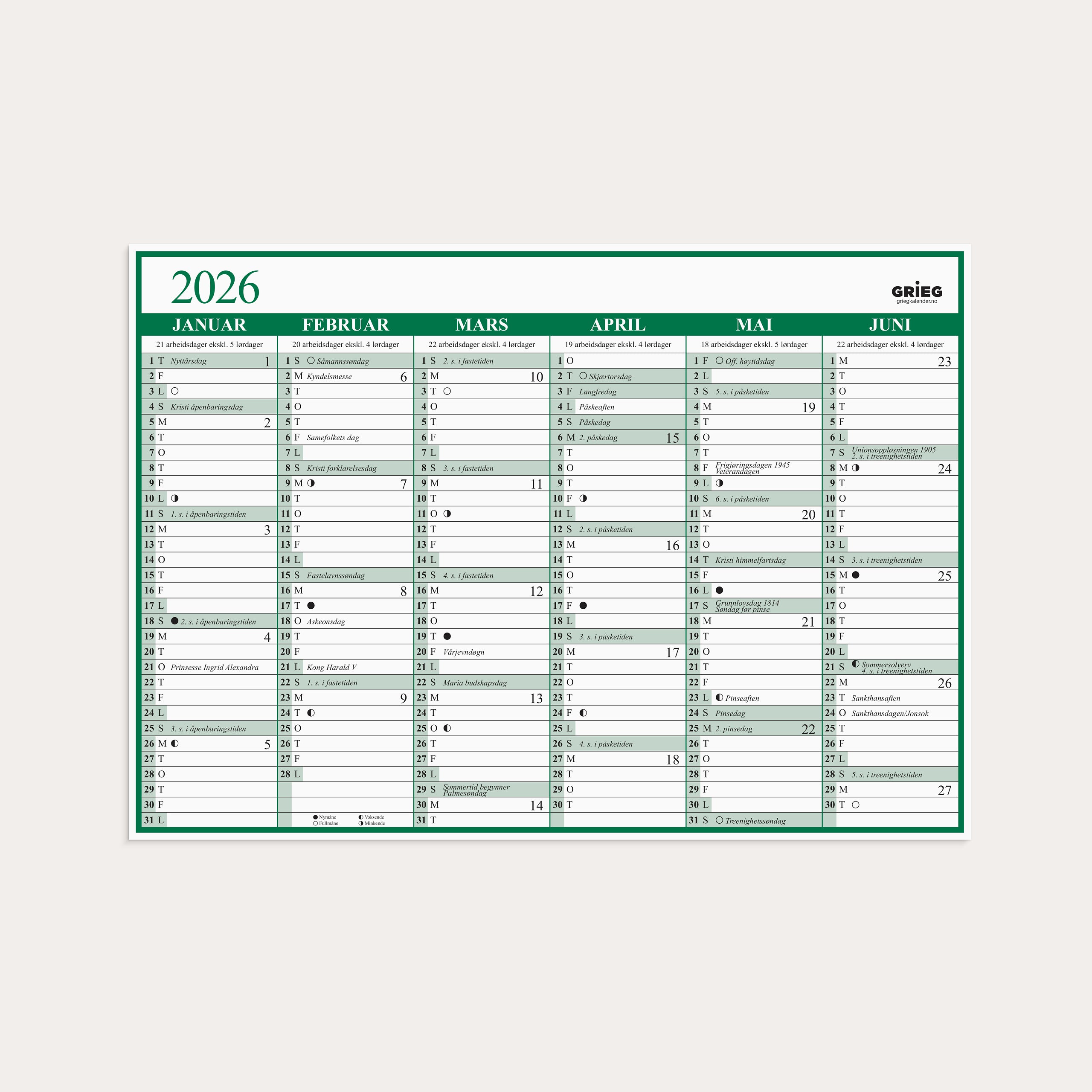 Platekalender 2026 A3
