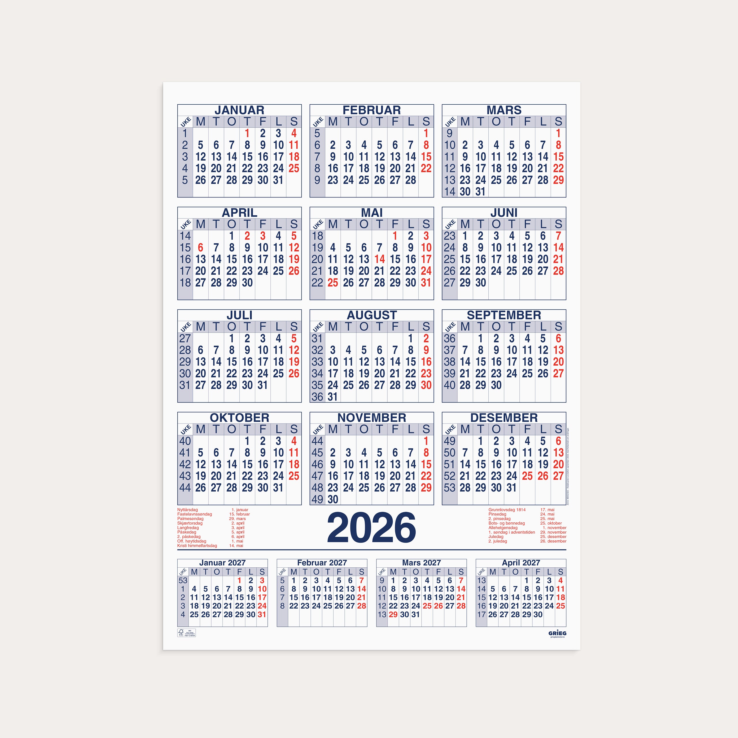 Plakatkalender 2026