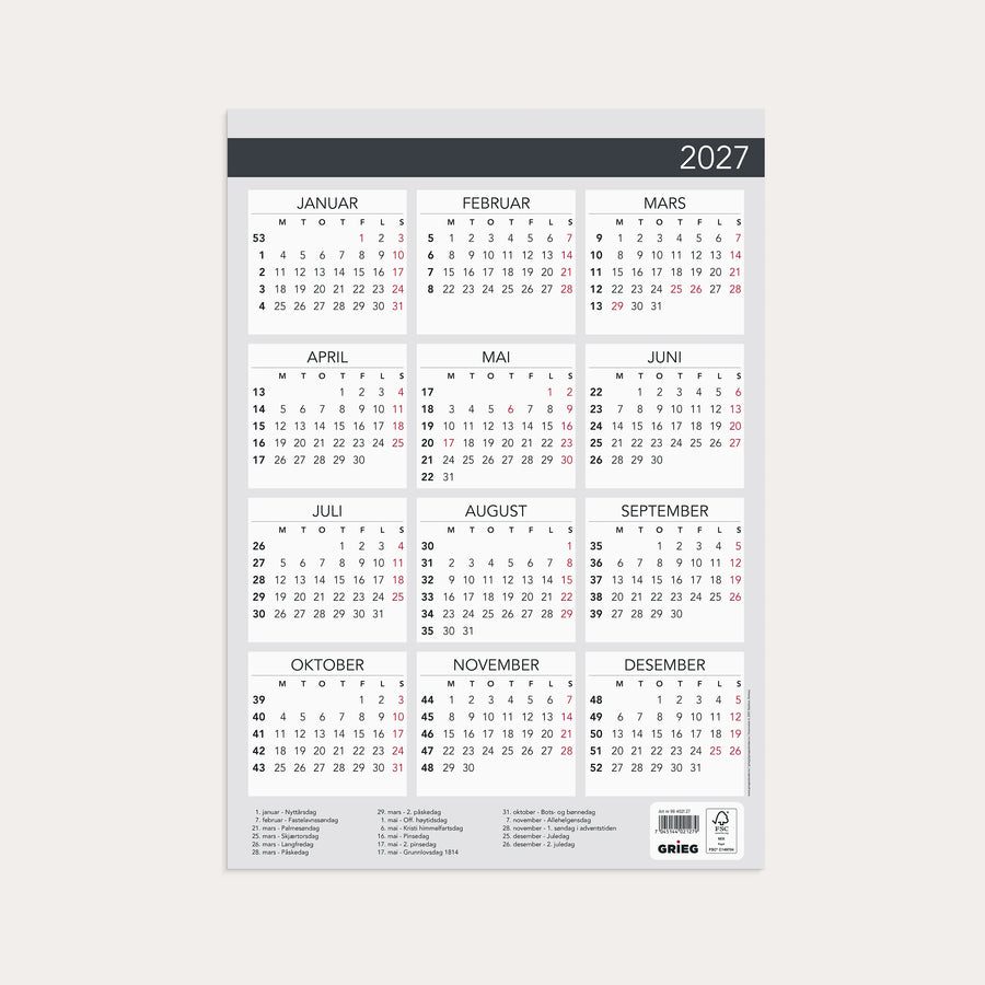 Plakatkalender 2027 Elegant A3
