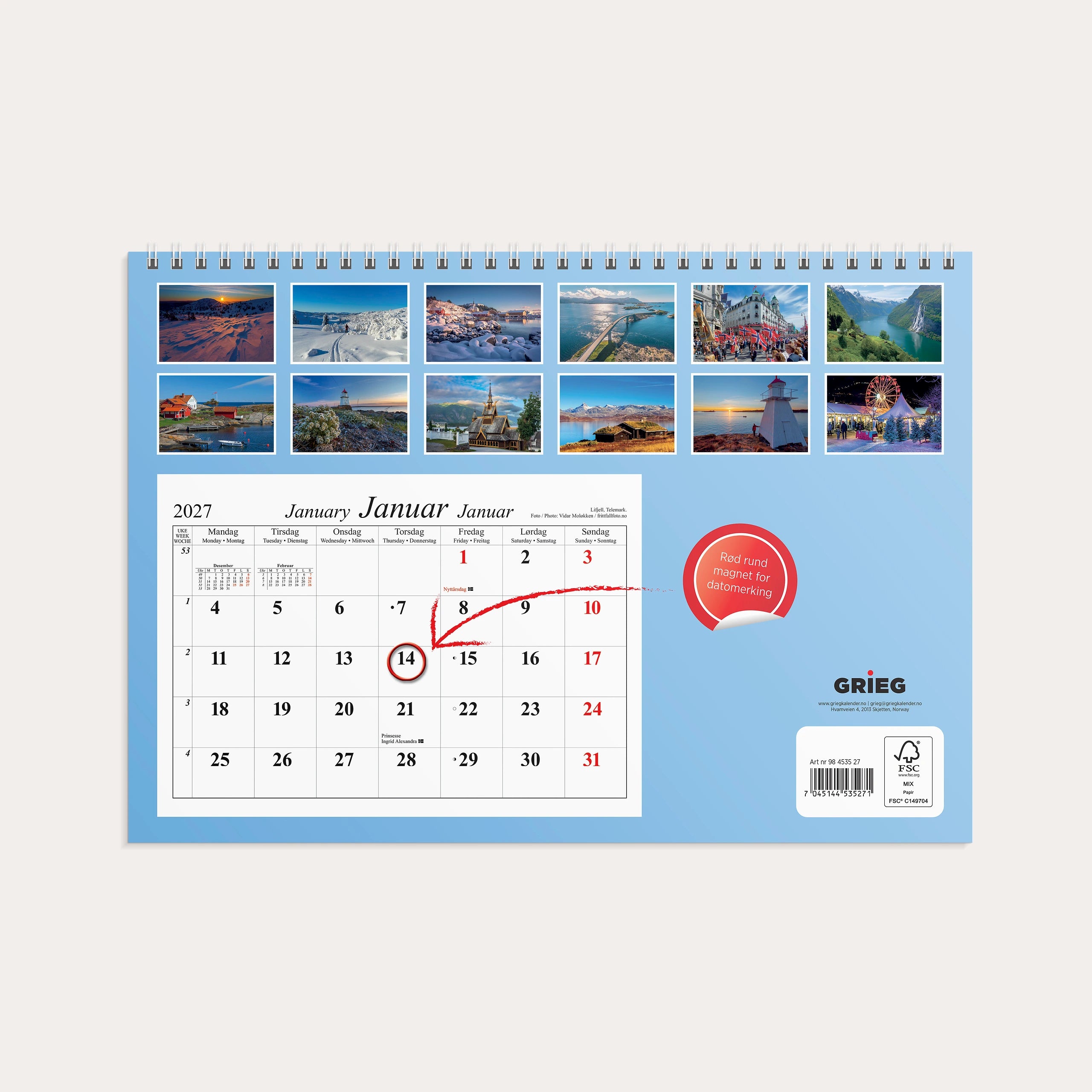 Magnetkalender Vakre Norge 2027