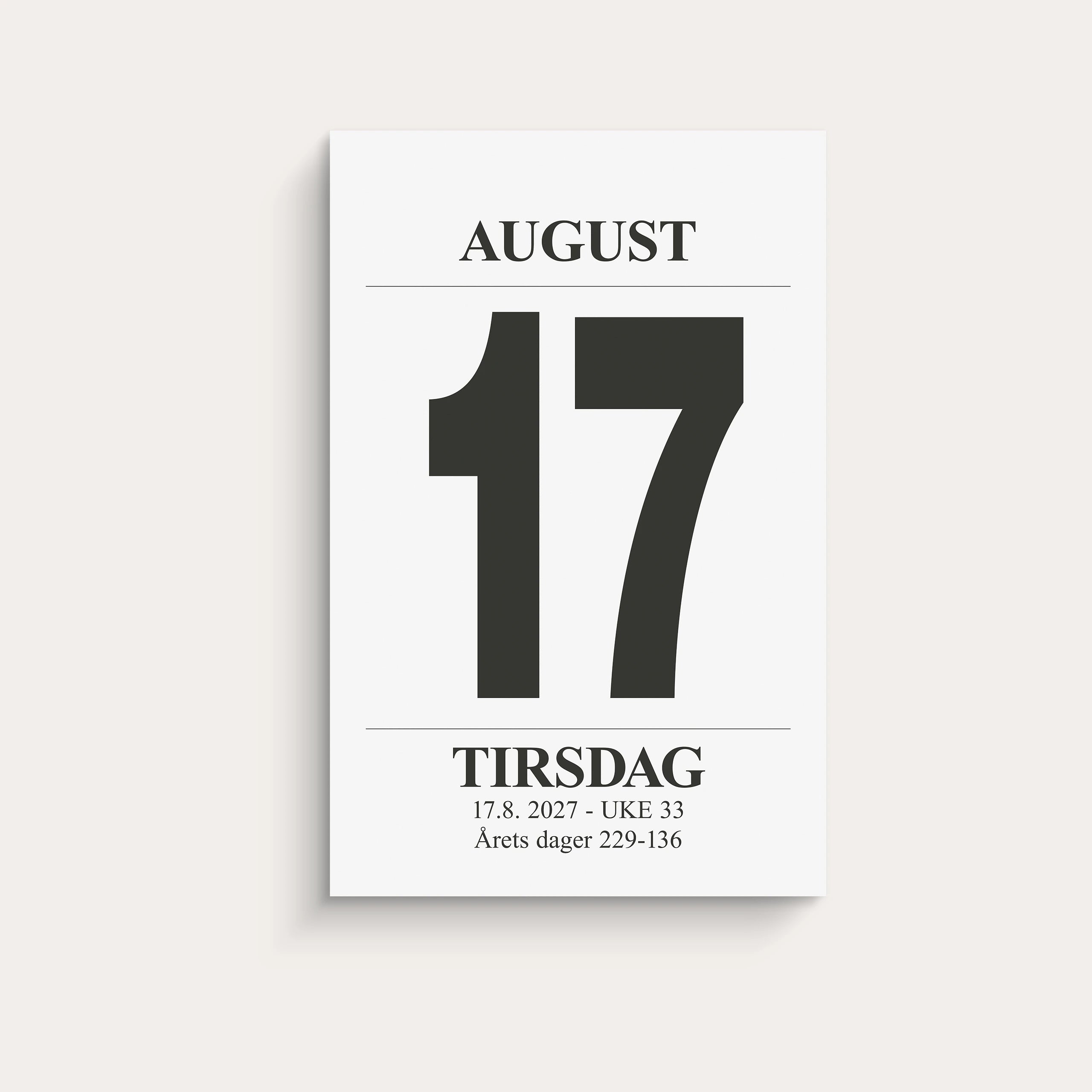 Avrivningskalender 2027 Medium